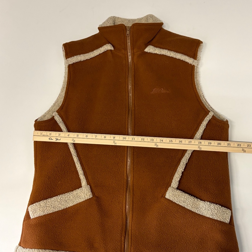 L.L. Bean Brown and Cream Fleece Vest - Picture 8 of 9